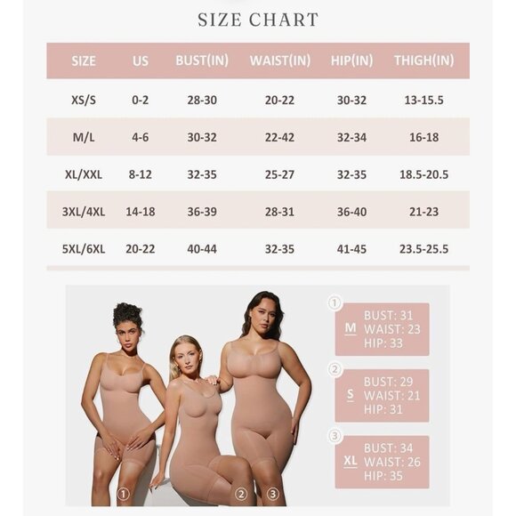 FeelinGirl Shapewear Tummy Control Full Bust Body Shaper Bodysuit-XS/ S - Picture 4 of 4